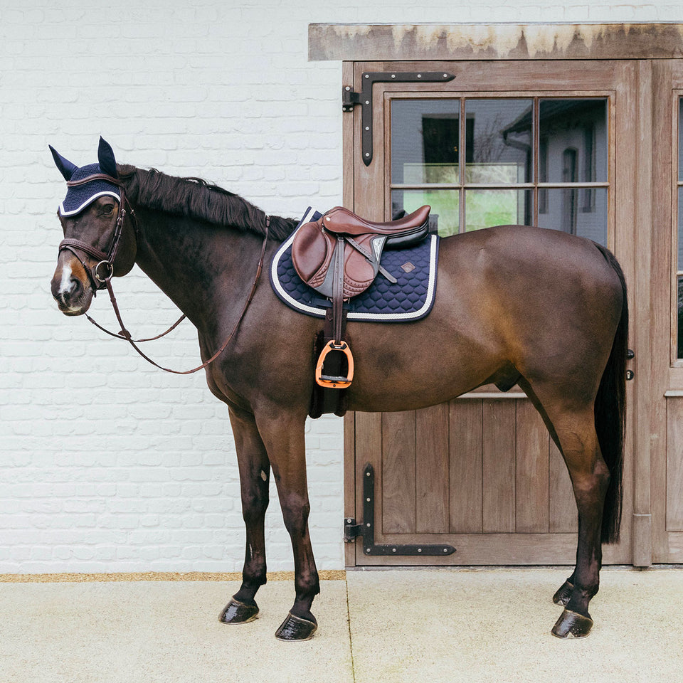 Kentucky Horsewear Plaited Cord Jumping Saddle Cloth - Navy