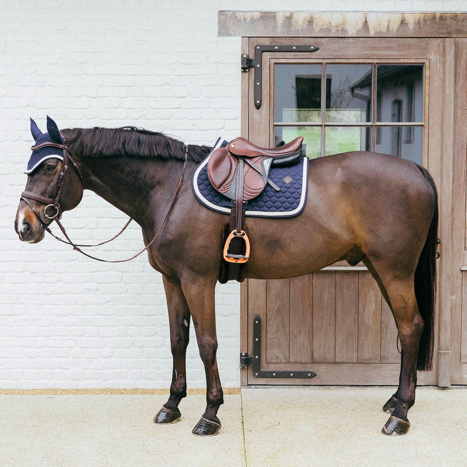 Kentucky Horsewear Plaited Cord Jumping Saddle Cloth - Navy