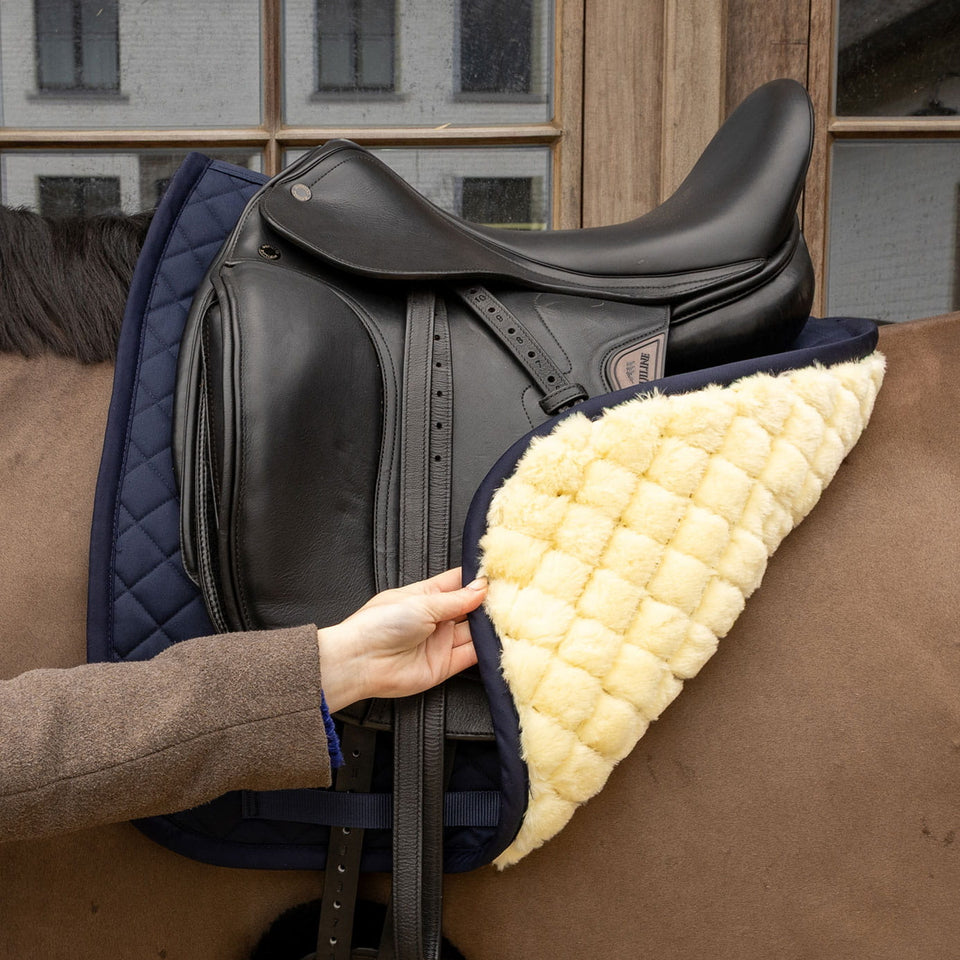 Kentucky Horsewear Skin Friendly Sheepskin Diamond Dressage Saddle Cloth - Navy