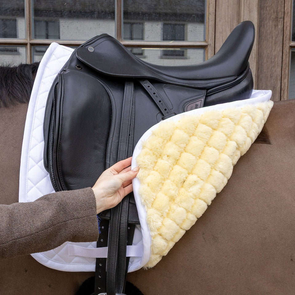 Kentucky Horsewear Skin Friendly Sheepskin Diamond Dressage Saddle Cloth - White
