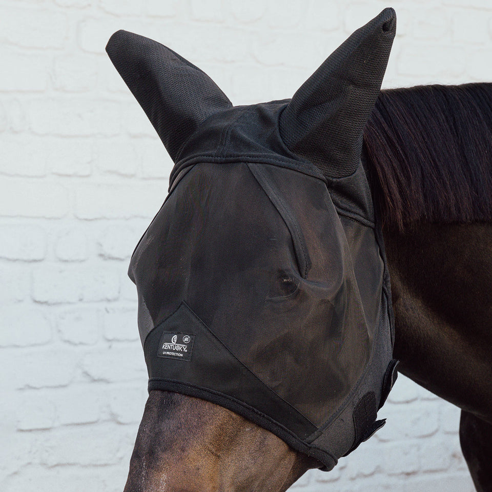 Kentucky Horsewear Fly Mask with Soundless Ears - Black