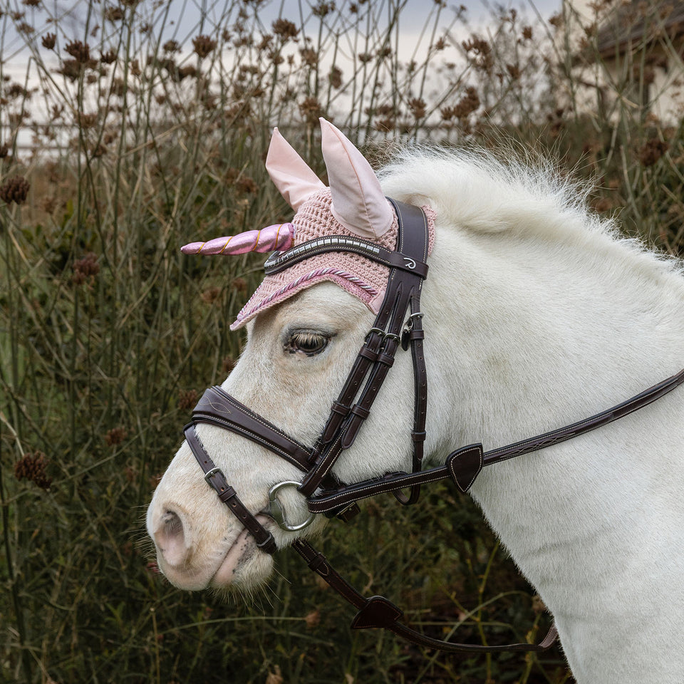 Kentucky Horsewear Wellington Unicorn Glitter Fly Veil - Soft Rose