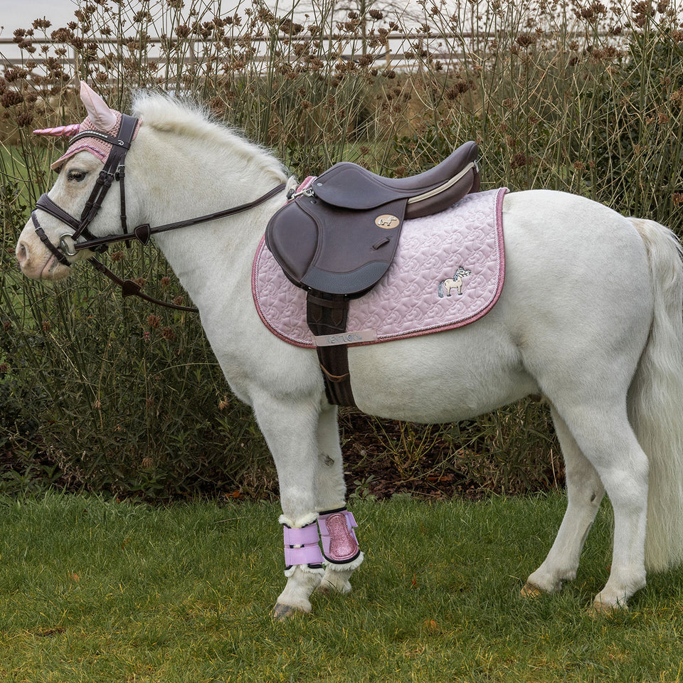 Kentucky Horsewear Wellington Unicorn Glitter Fly Veil - Soft Rose