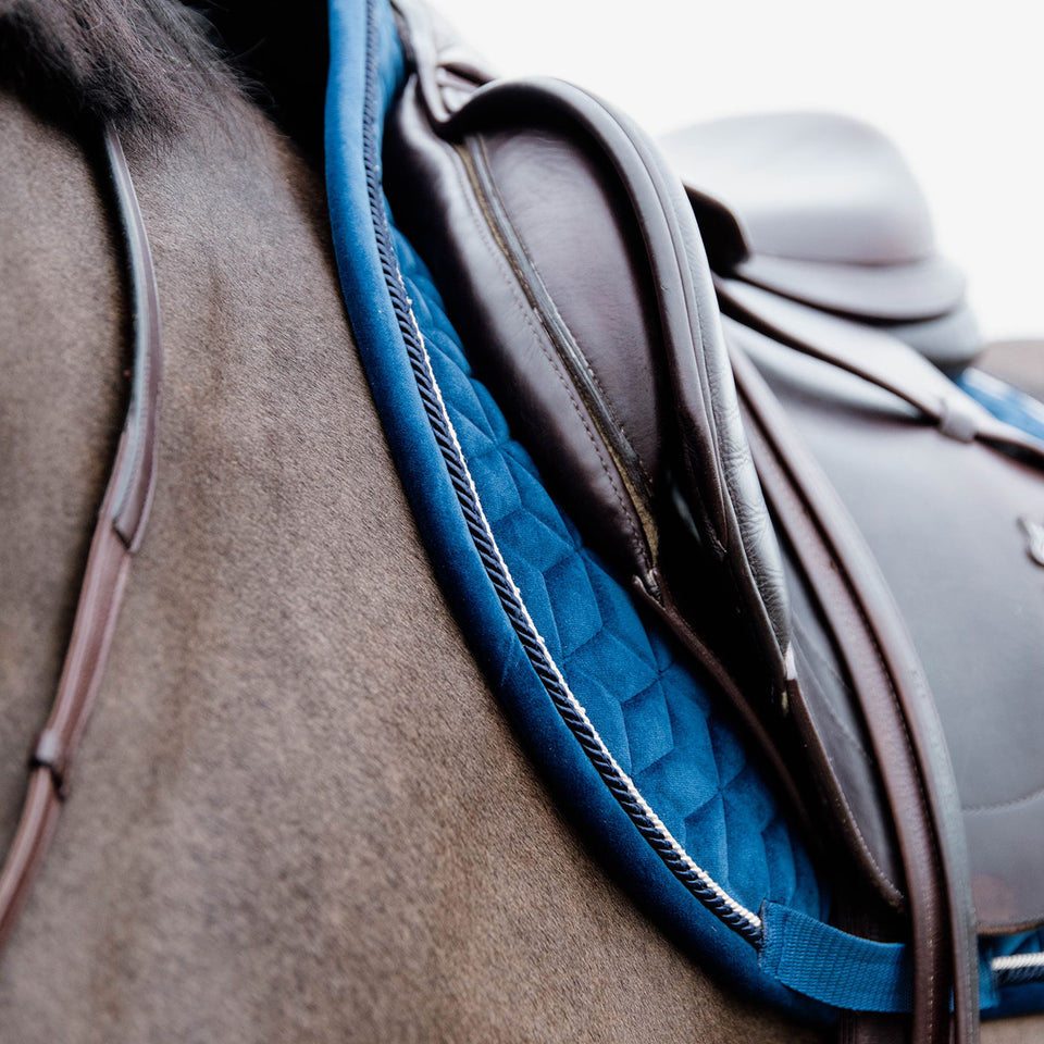 Kentucky Horsewear Velvet Basic Jumping Saddle Cloth - Navy