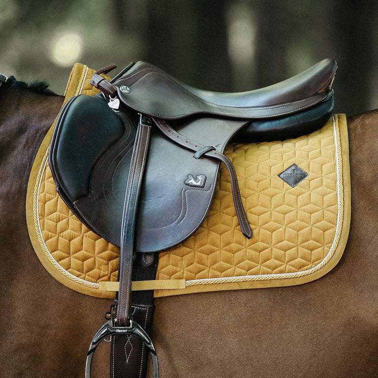 Kentucky Horsewear Velvet Jumping Saddle Cloth - Mustard