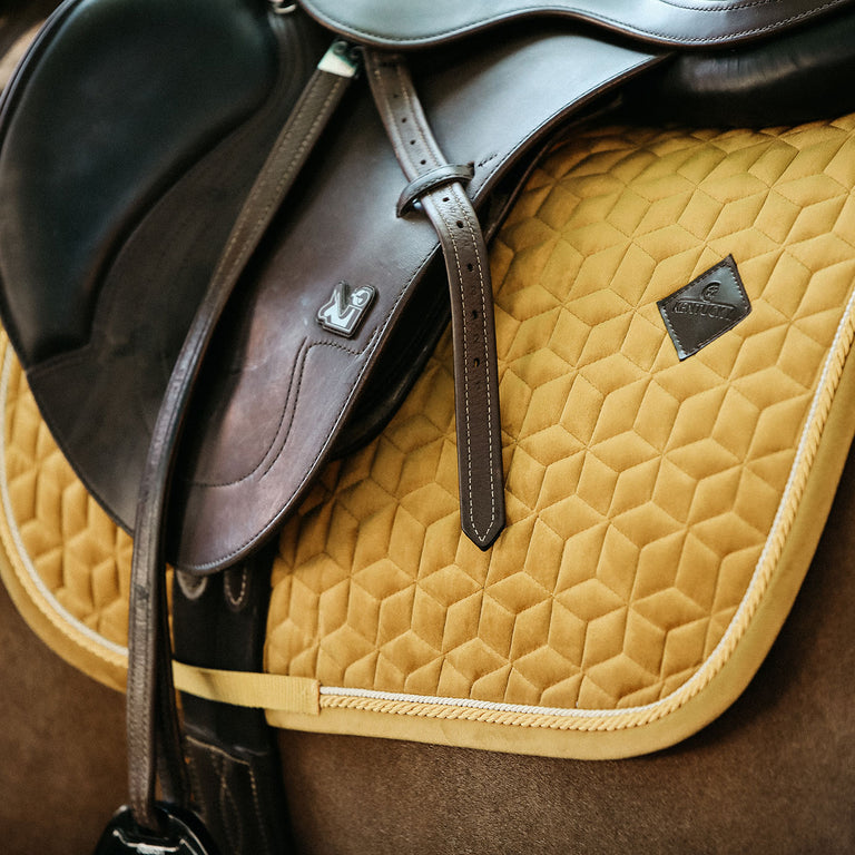 Kentucky Horsewear Velvet Jumping Saddle Cloth - Mustard