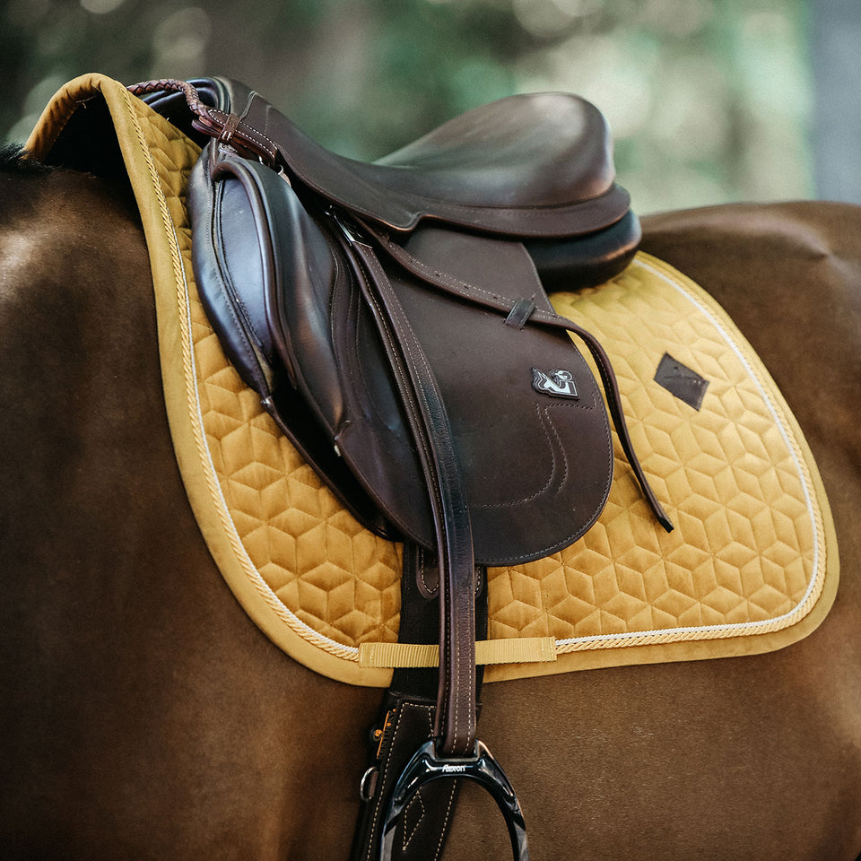 Kentucky Horsewear Velvet Jumping Saddle Cloth - Mustard