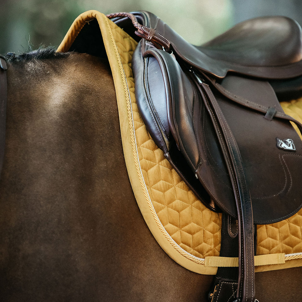 Kentucky Horsewear Velvet Jumping Saddle Cloth - Mustard