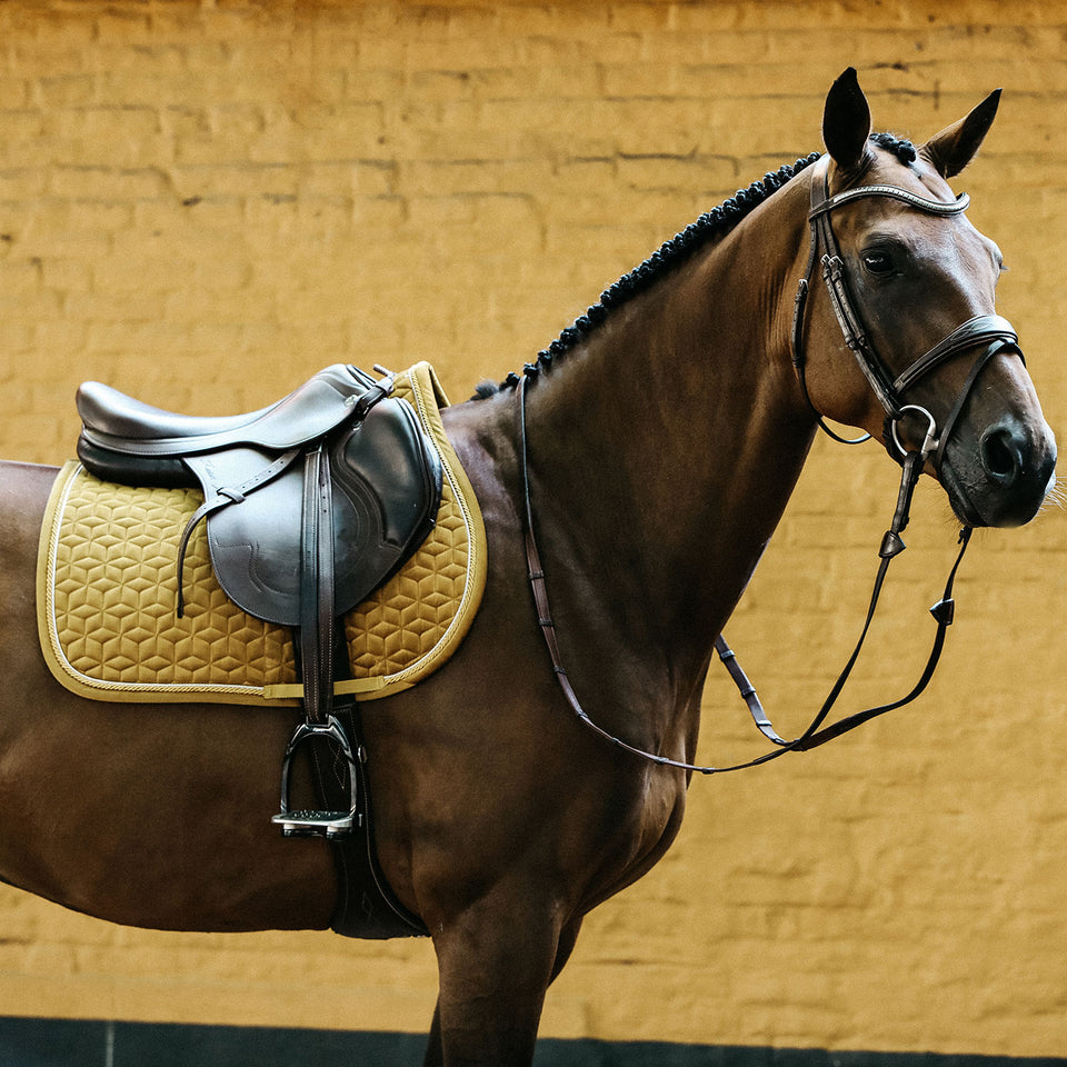 Kentucky Horsewear Velvet Jumping Saddle Cloth - Mustard