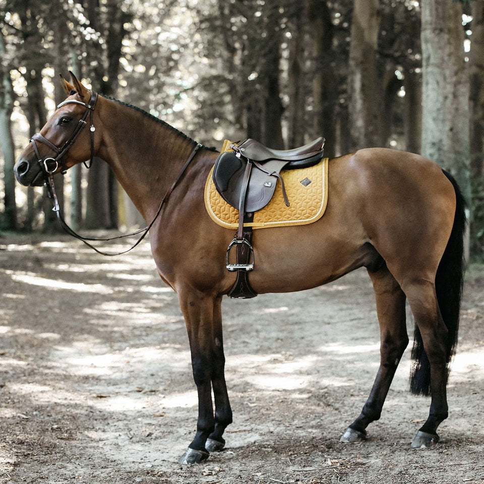 Kentucky Horsewear Velvet Jumping Saddle Cloth - Mustard