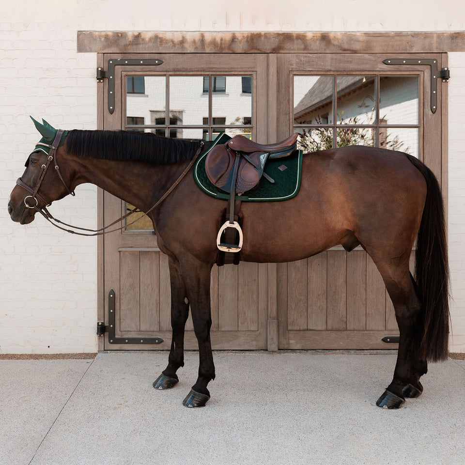 Kentucky Horsewear Velvet Jumping Saddle Cloth - Pine Green