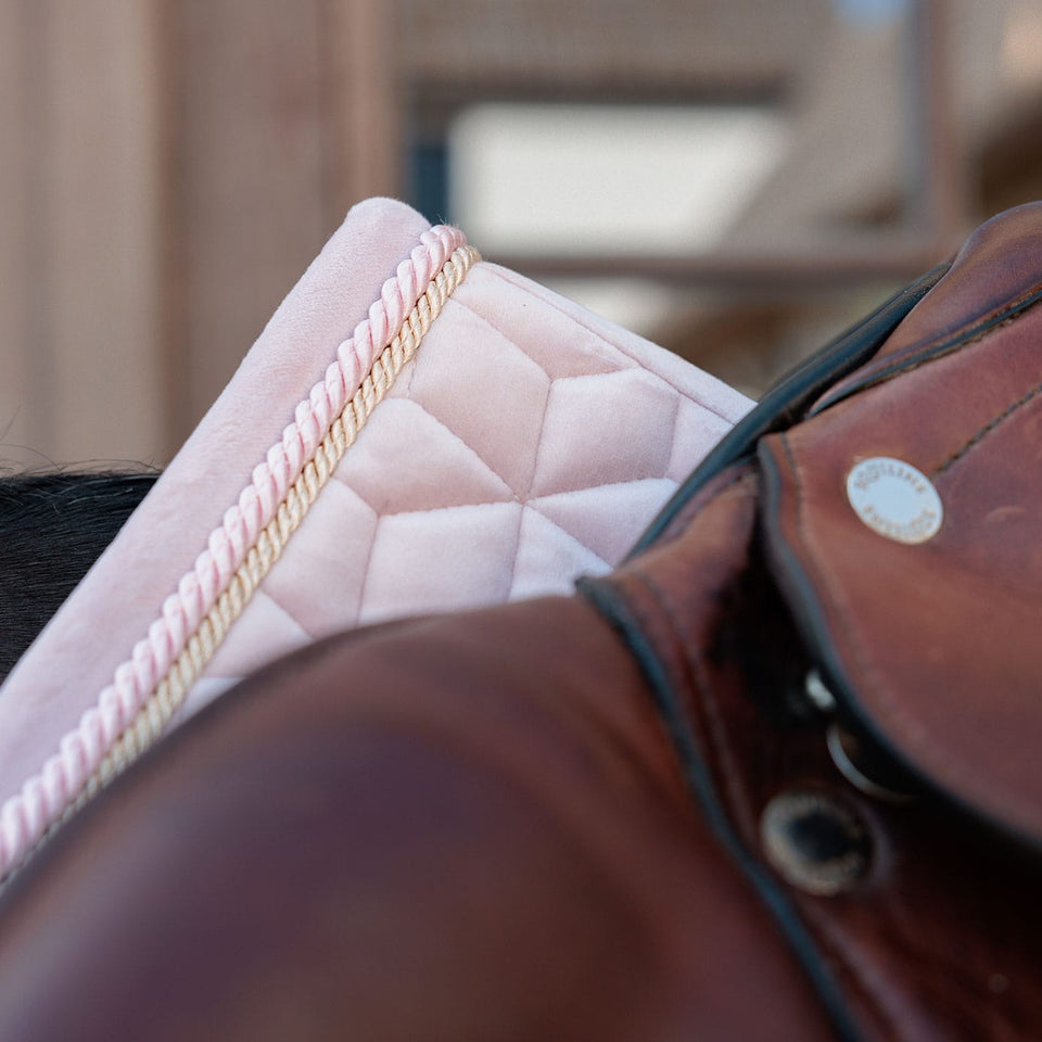 Kentucky Horsewear Velvet Jumping Saddle Cloth - Soft Rose