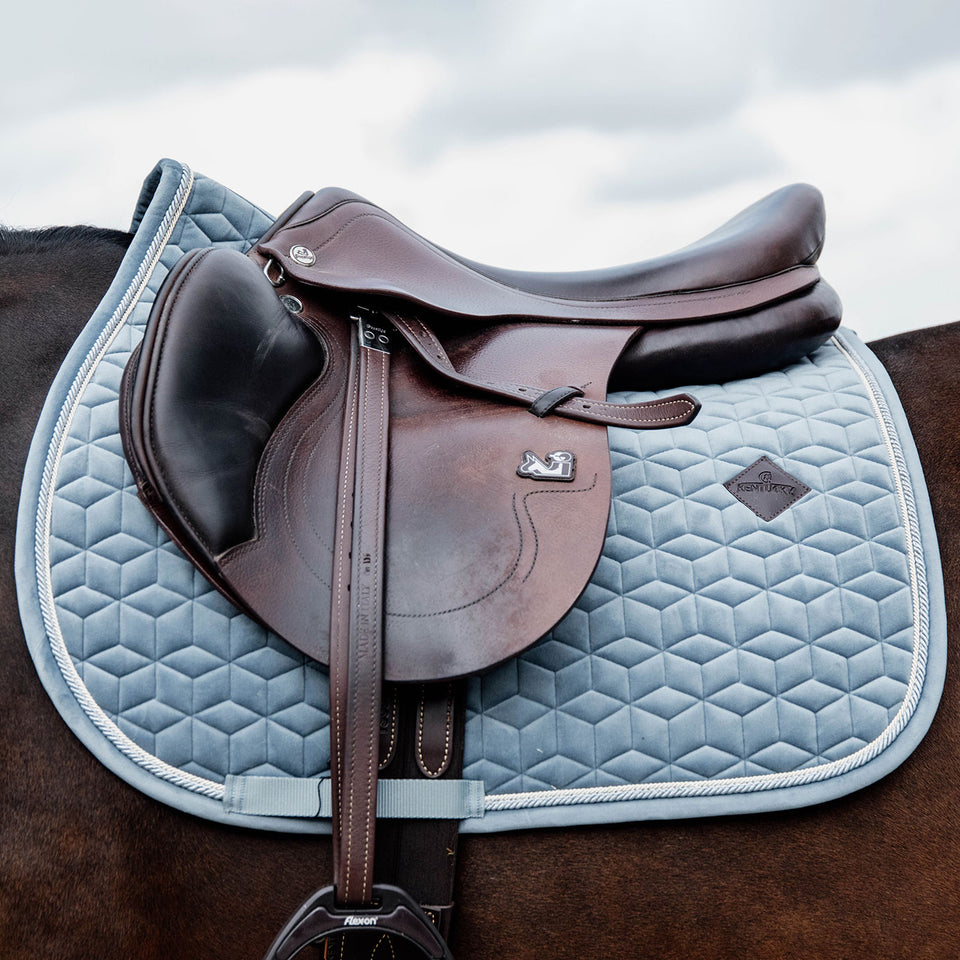 Kentucky Horsewear Velvet Jumping Saddle Cloth - Light Blue