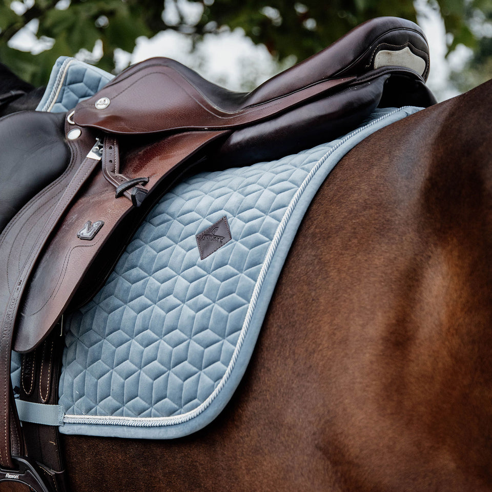 Kentucky Horsewear Velvet Jumping Saddle Cloth - Light Blue