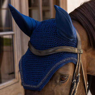 Kentucky Horsewear Wellington Velvet Mini Pearls Fly Veil - Navy