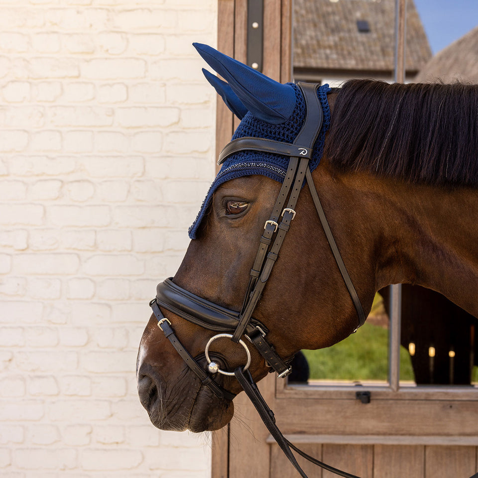 Kentucky Horsewear Wellington Velvet Mini Pearls Fly Veil - Navy