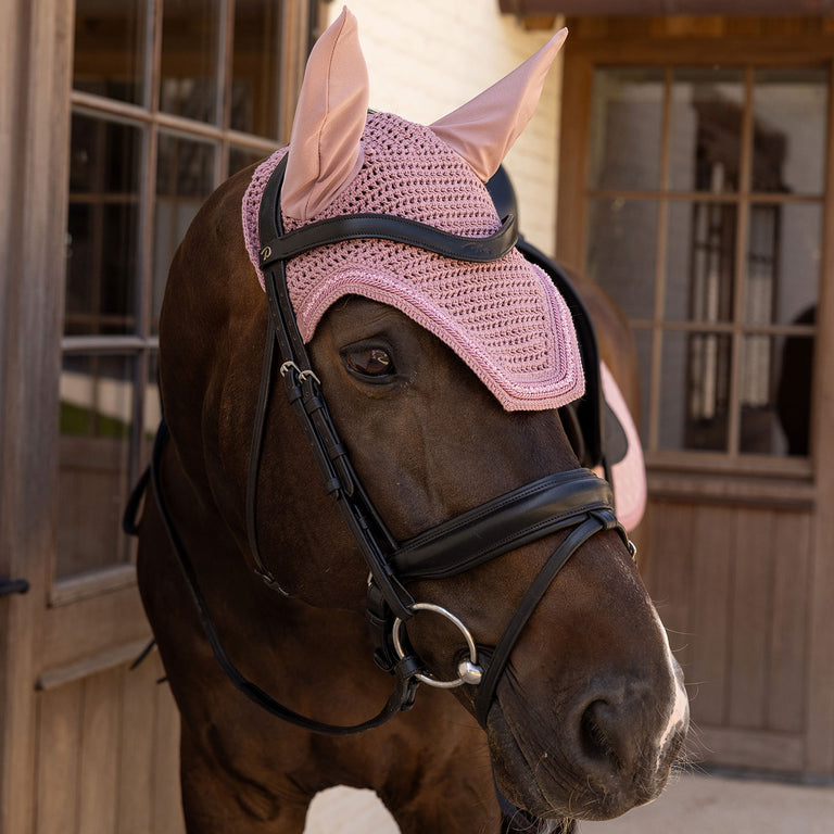 Kentucky Horsewear Wellington Velvet Mini Pearls Fly Veil - Old Rose