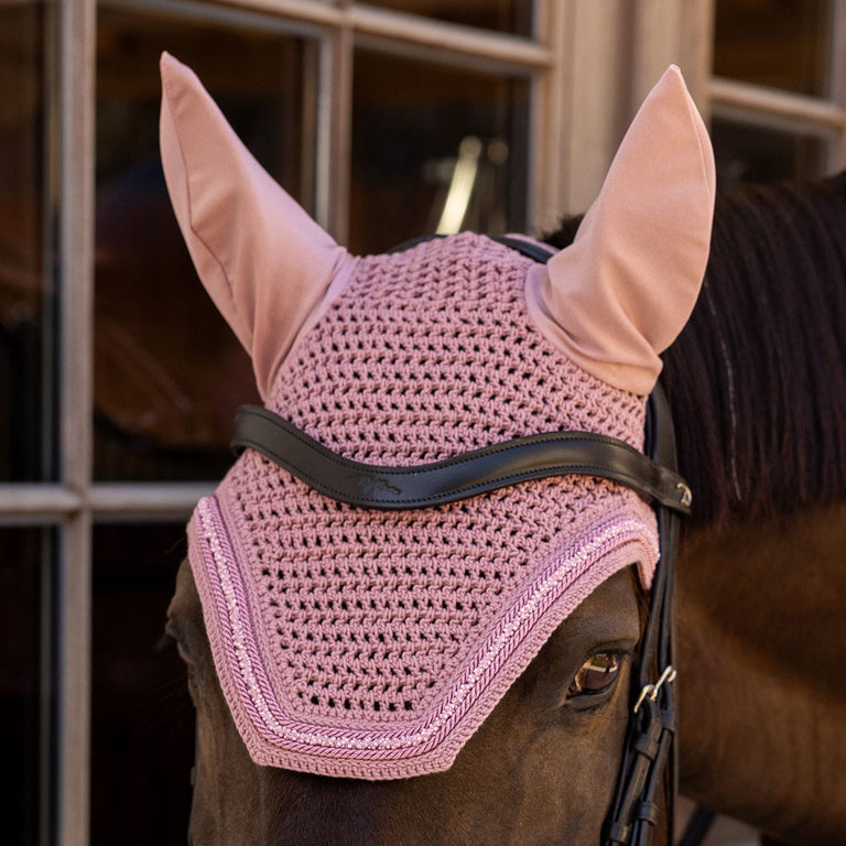 Kentucky Horsewear Wellington Velvet Mini Pearls Fly Veil - Old Rose