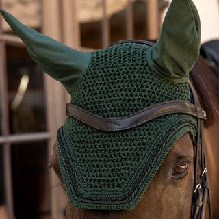 Kentucky Horsewear Wellington Velvet Mini Pearls Fly Veil - Pine Green