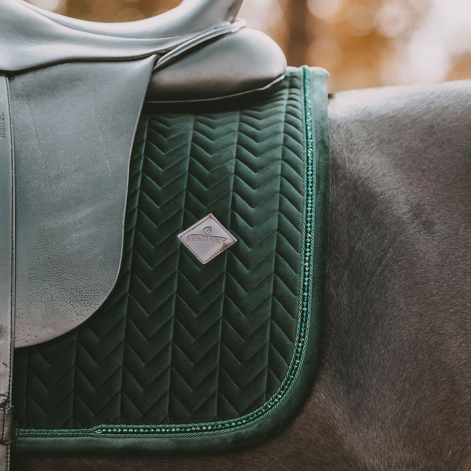 Kentucky Horsewear Velvet Pearls Dressage Saddle Cloth - Pine Green