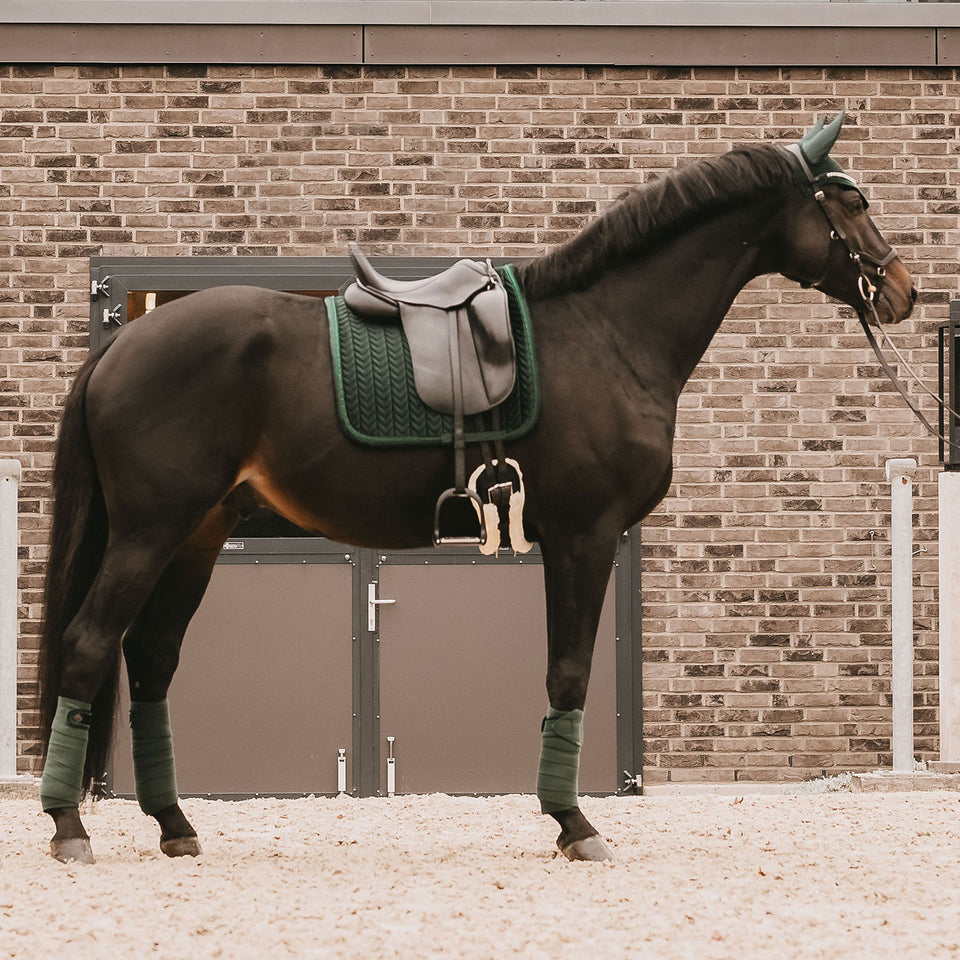 Kentucky Horsewear Velvet Pearls Dressage Saddle Cloth - Pine Green