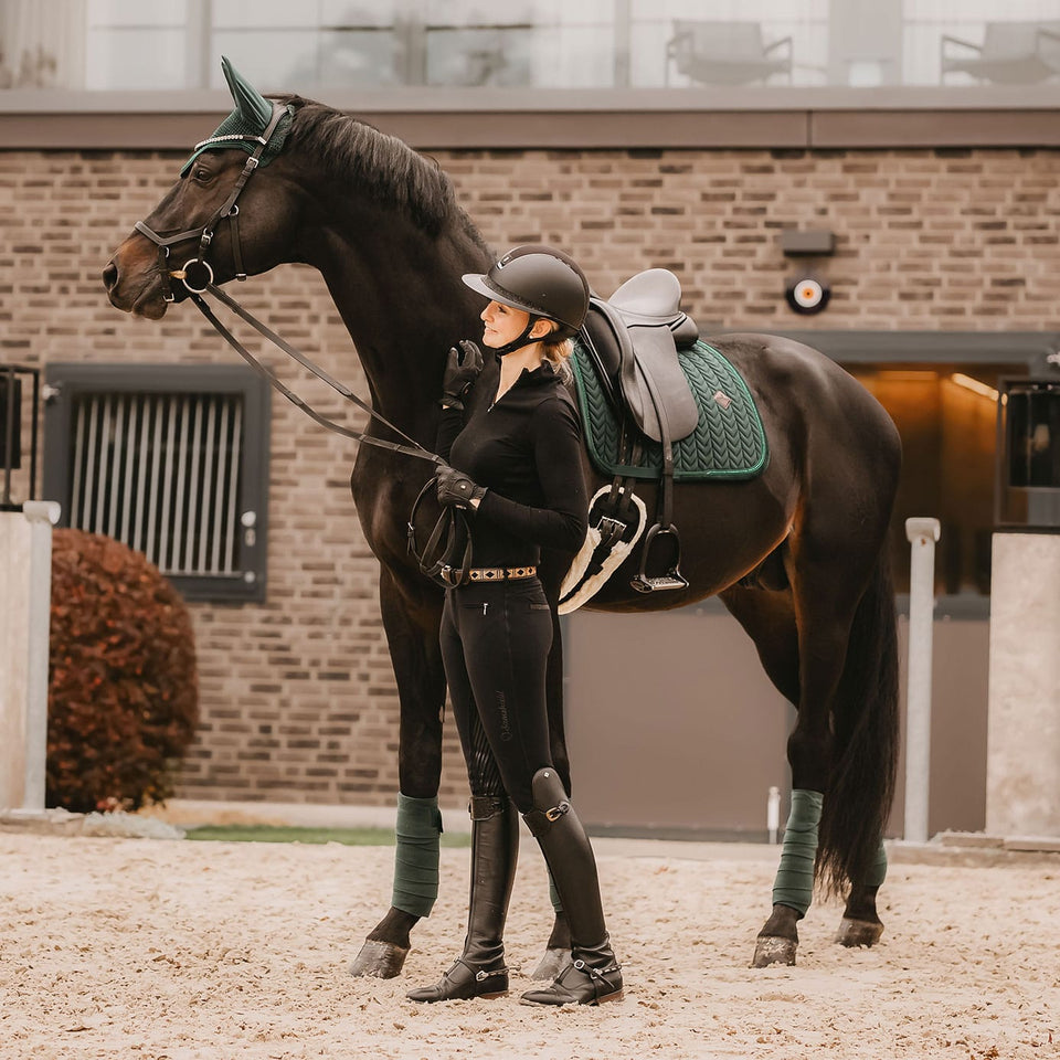 Kentucky Horsewear Velvet Pearls Dressage Saddle Cloth - Pine Green