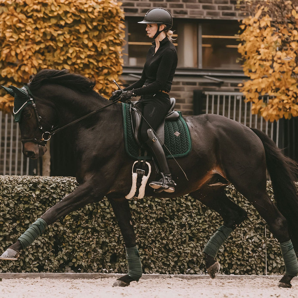 Kentucky Horsewear Velvet Pearls Dressage Saddle Cloth - Pine Green