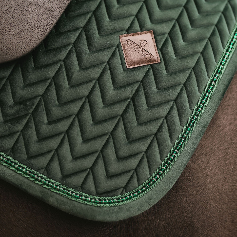 Kentucky Horsewear Velvet Pearls Dressage Saddle Cloth - Pine Green