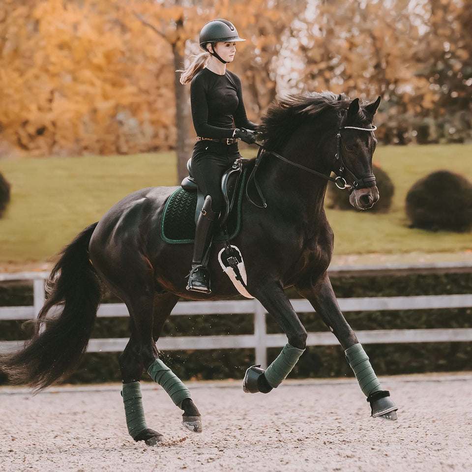 Kentucky Horsewear Velvet Pearls Dressage Saddle Cloth - Pine Green