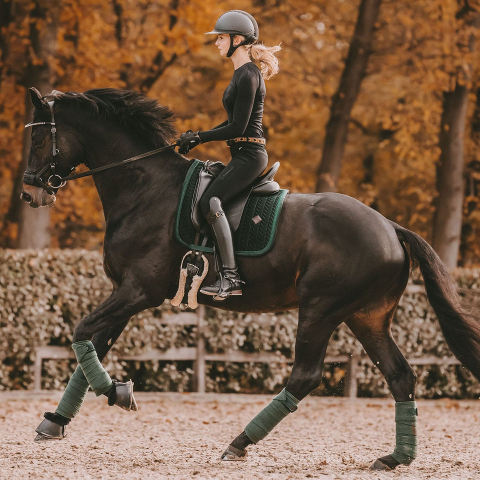 Kentucky Horsewear Velvet Pearls Dressage Saddle Cloth - Pine Green