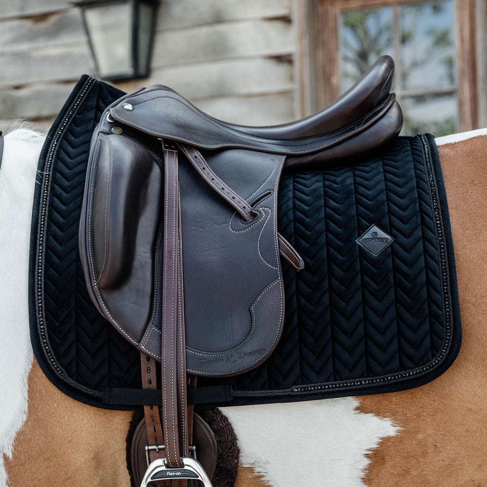 Kentucky Horsewear Velvet Pearls Dressage Saddle Cloth - Black