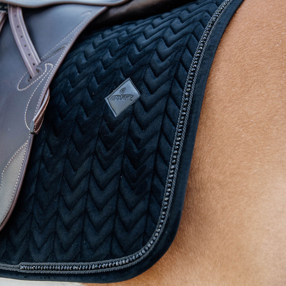 Kentucky Horsewear Velvet Pearls Dressage Saddle Cloth - Black