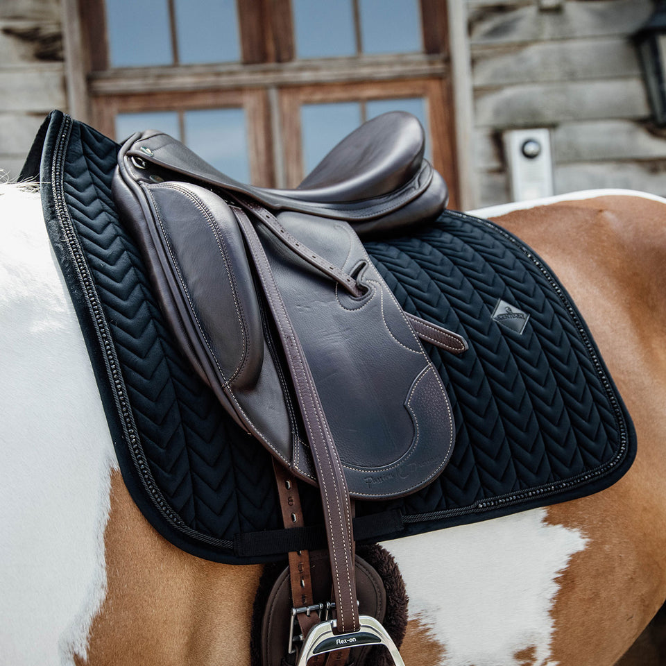 Kentucky Horsewear Velvet Pearls Dressage Saddle Cloth - Black