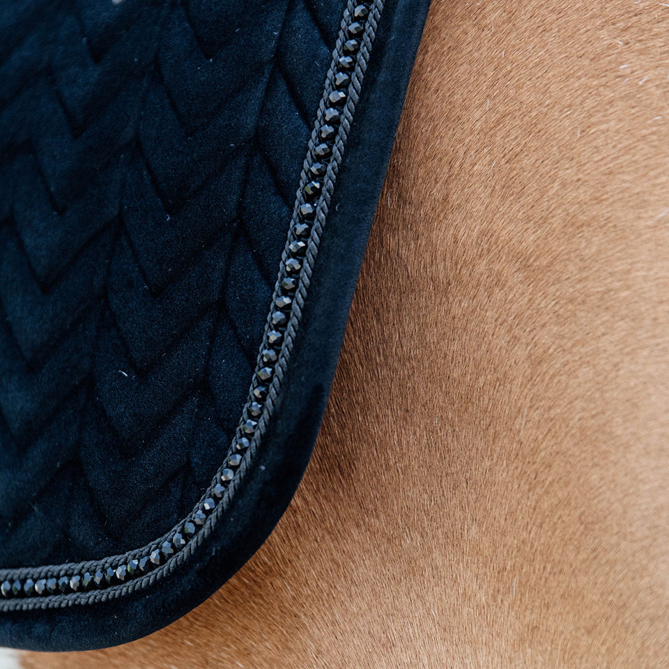 Kentucky Horsewear Velvet Pearls Dressage Saddle Cloth - Black