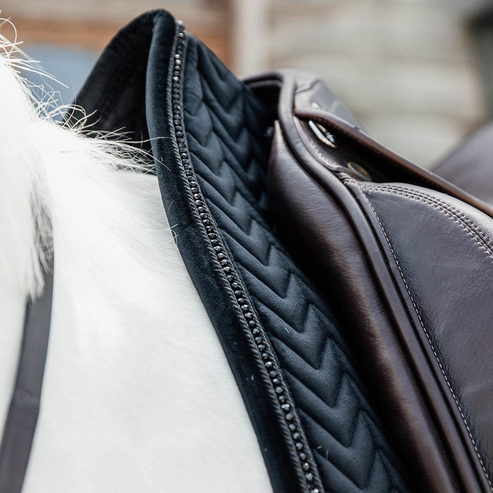 Kentucky Horsewear Velvet Pearls Dressage Saddle Cloth - Black
