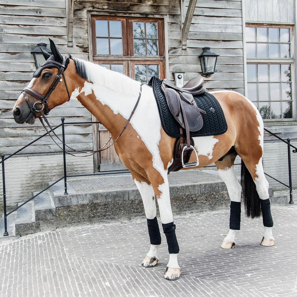 Kentucky Horsewear Velvet Pearls Dressage Saddle Cloth - Black