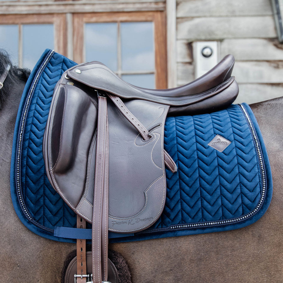 Kentucky Horsewear Velvet Pearls Dressage Saddle Cloth - Navy