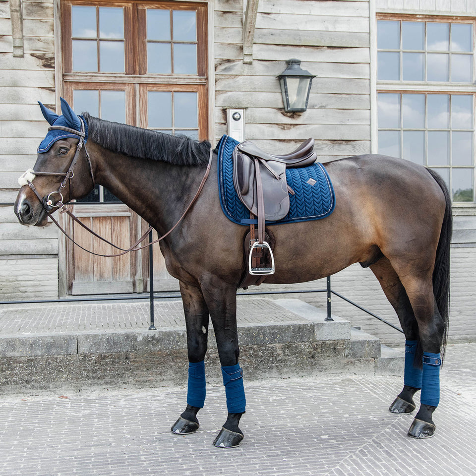 Kentucky Horsewear Velvet Pearls Dressage Saddle Cloth - Navy