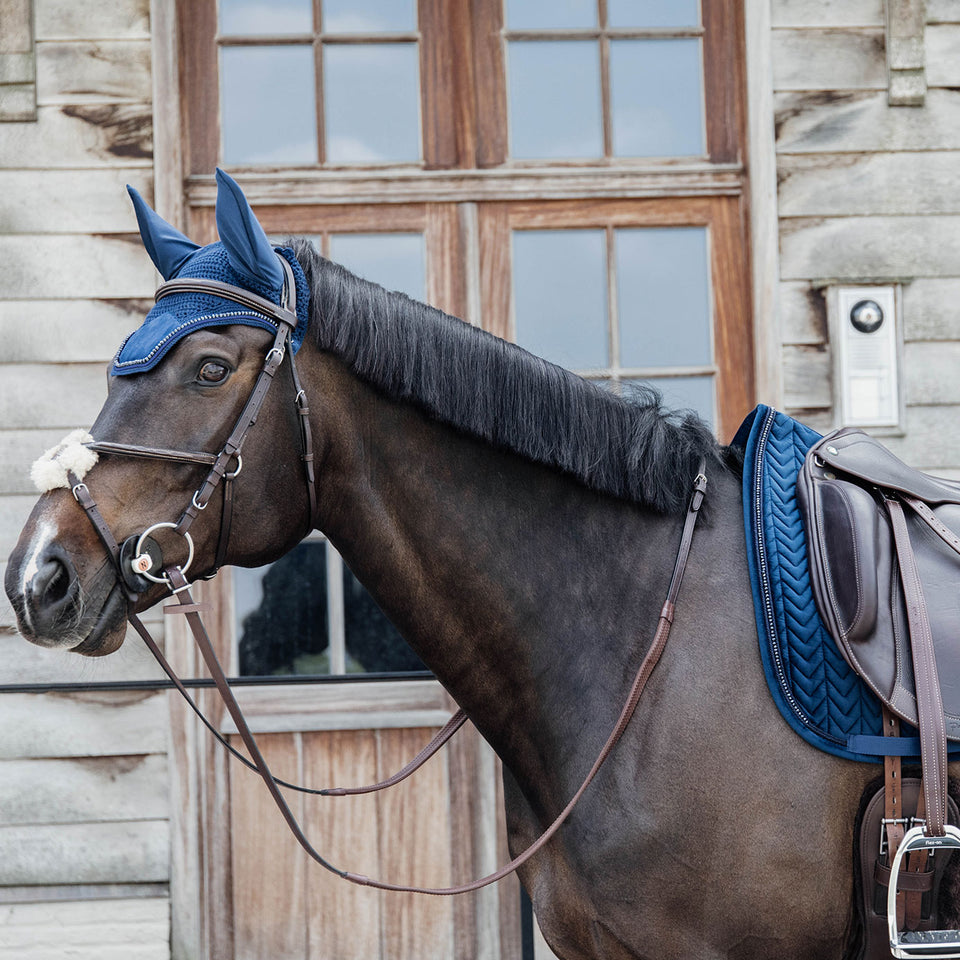 Kentucky Horsewear Velvet Pearls Dressage Saddle Cloth - Navy
