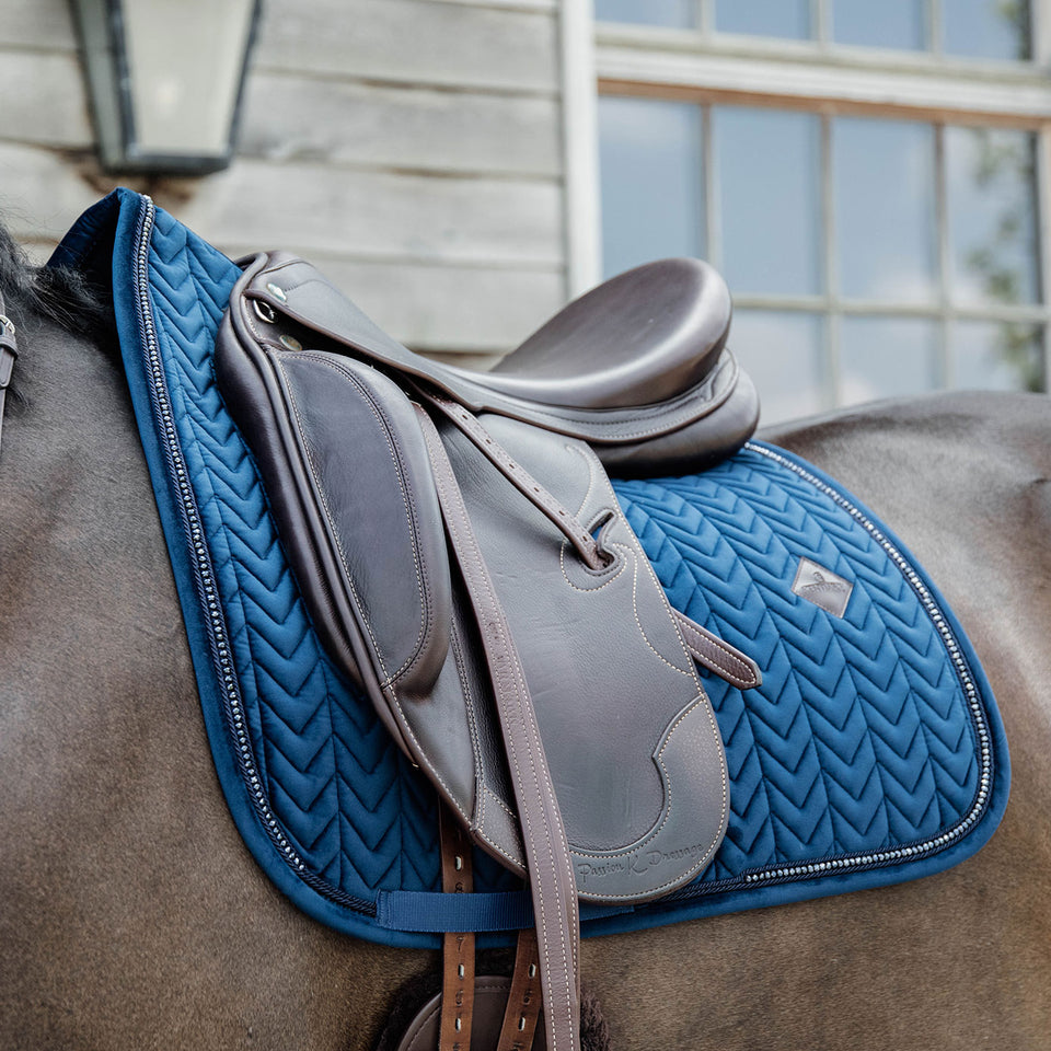 Kentucky Horsewear Velvet Pearls Dressage Saddle Cloth - Navy