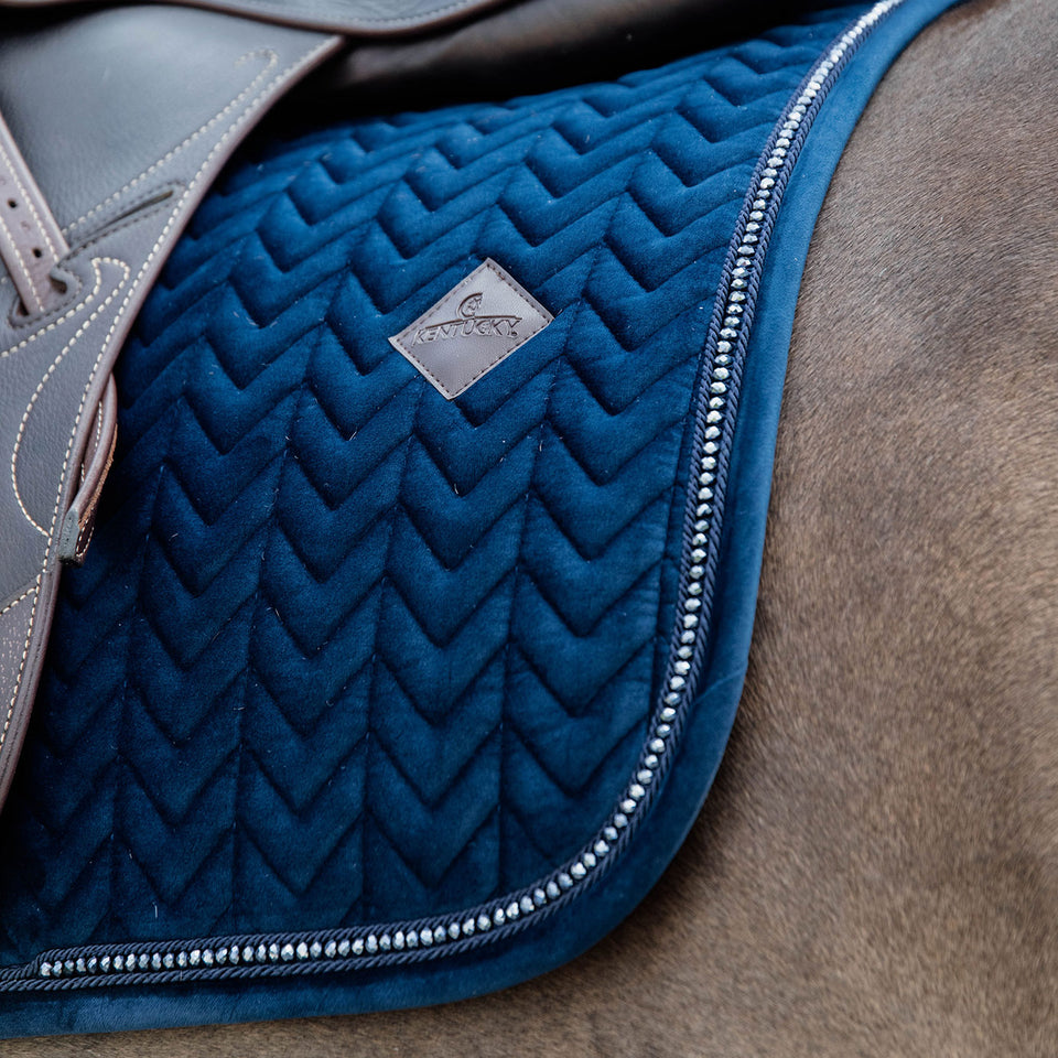 Kentucky Horsewear Velvet Pearls Dressage Saddle Cloth - Navy