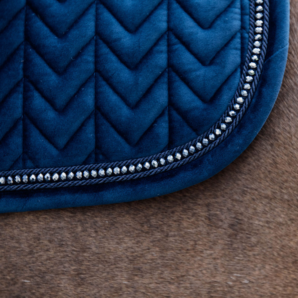 Kentucky Horsewear Velvet Pearls Dressage Saddle Cloth - Navy