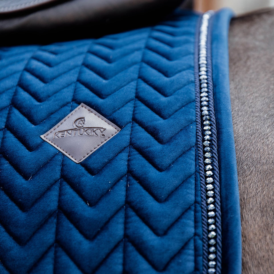 Kentucky Horsewear Velvet Pearls Dressage Saddle Cloth - Navy
