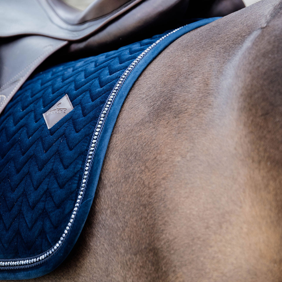 Kentucky Horsewear Velvet Pearls Dressage Saddle Cloth - Navy
