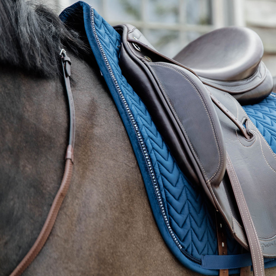 Kentucky Horsewear Velvet Pearls Dressage Saddle Cloth - Navy