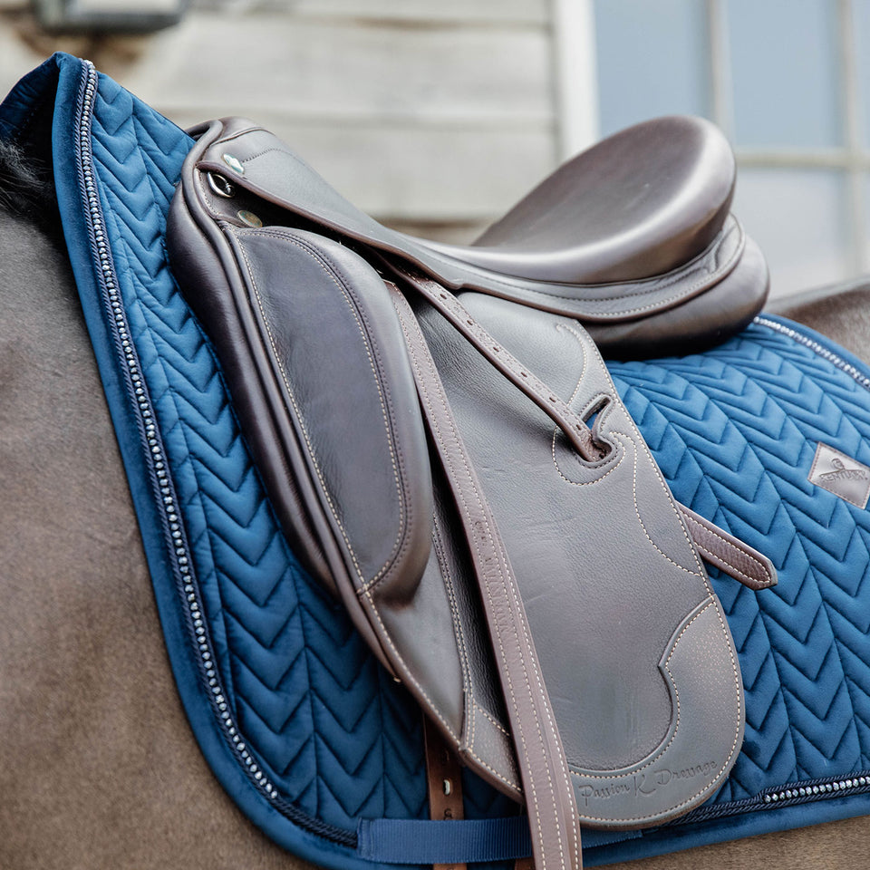 Kentucky Horsewear Velvet Pearls Dressage Saddle Cloth - Navy