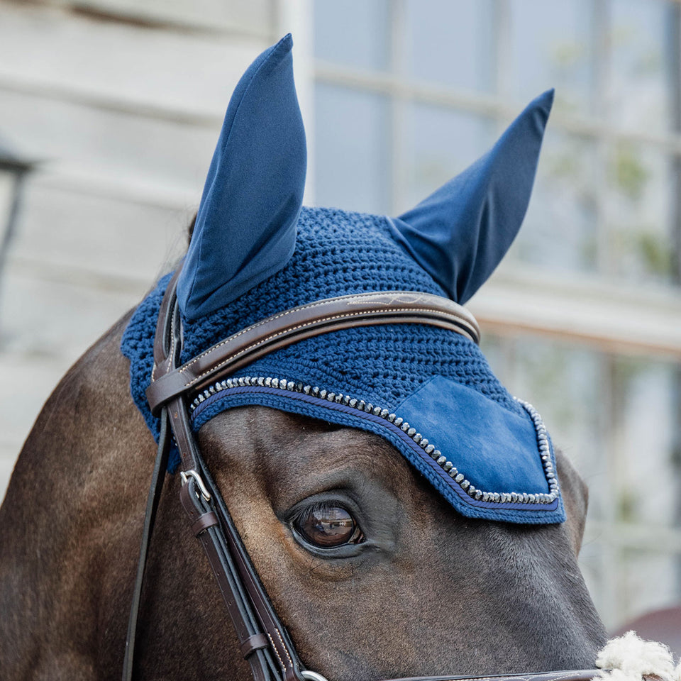 Kentucky Horsewear Wellington Velvet Pearls Fly Veil - Navy