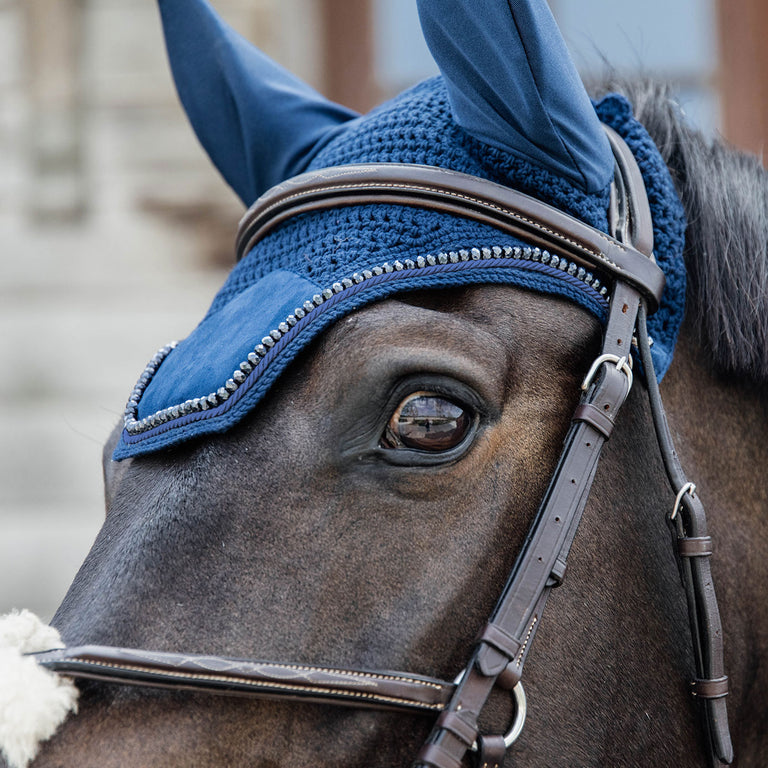 Kentucky Horsewear Wellington Velvet Pearls Fly Veil - Navy
