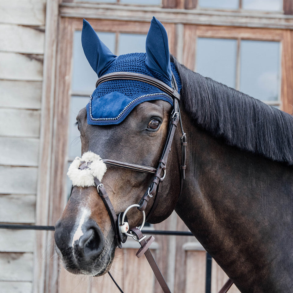 Kentucky Horsewear Wellington Velvet Pearls Fly Veil - Navy