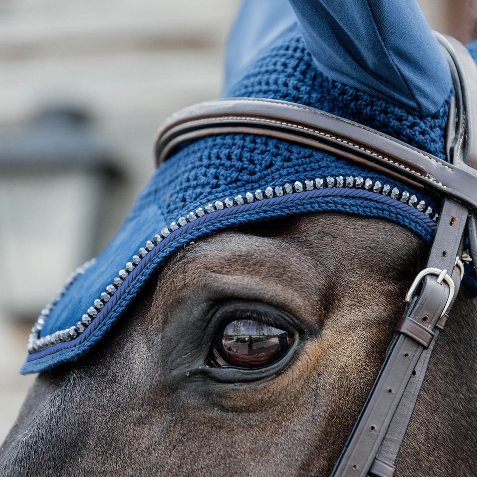 Kentucky Horsewear Wellington Velvet Pearls Fly Veil - Navy